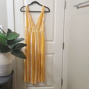 Forever 21, Medium, Yellow/Pink/White Midi Dress